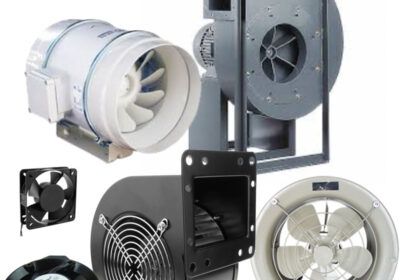 Los ventiladores son máquinas rotativas empleados para mover un fluido (generalmente aire), mediante la entrega de energía mecánica al girar una hélice dotada de aspas llamadas también palas o álabes.