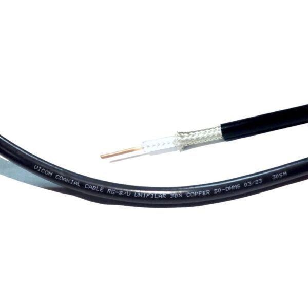CABLE COXIAL RG8 UNIFILAR MALLA COBRE ESTAÑADO. Marca: VICOM Referencia: RG8-UNI-MCUSN