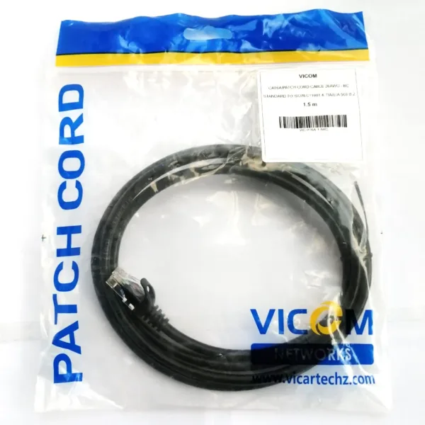 PATCH CORD UTP CAT6A CERT 100% COBRE NEGRO 1.5 M. Marca: VICOM. Referencia: VIC-PT6A-1-5 BC PATCH CORD UTP CAT6A CERT 100% COBRE NEGRO 1.5 M. Marca: VICOM. Referencia: VIC-PT6A-1-5 BC
