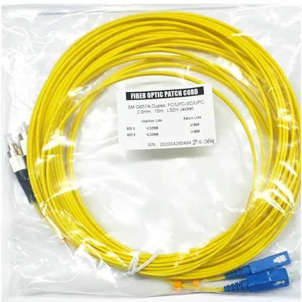 2-5-584A PATCH CORD FO SM FC-UPC/SC-UPC DX 2.0 MM 10M VICOM Referencia: FC-UPC/SC-UPC-SM-DX-10M