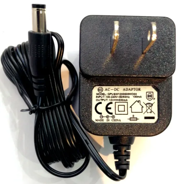 ADAPTADOR 12V A 500MA GENERICO Referencia: GPUSW1200500WD00 AC-DC ADAPTADOR 12V A 500MA GENERICO Referencia: GPUSW1200500WD00