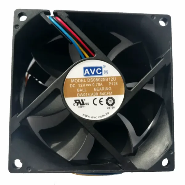 8-1-139 VENTILADOR 12V 0.70A 4 CABLES DOBLE BOLA. Marca: AVC. Referencia: DS08025B12U-P124