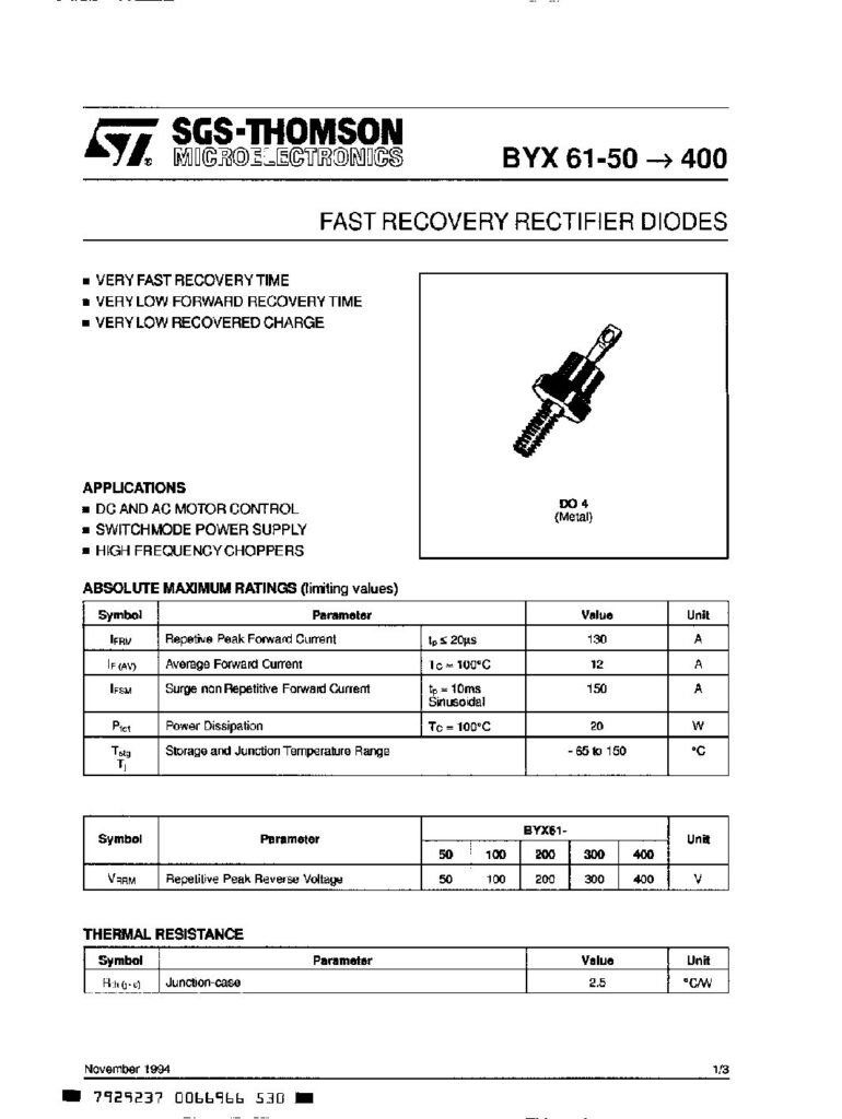 Biblioteca Nikola Tesla thumbnail of BYX61-50 BYX61-400