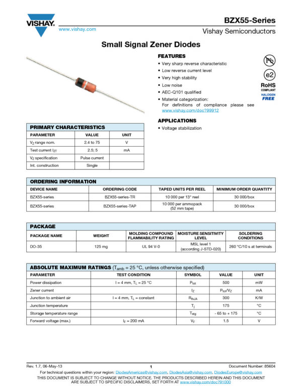 Nombre: DIODO ZENER 15V. 0.5WReferencia: BZX55C15Marca: MOTOROLAEmpaque: DO-35Precio por: Unidad