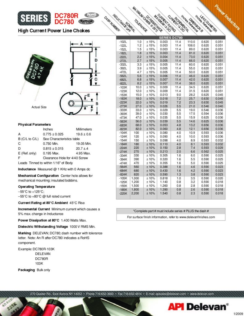 Biblioteca Nikola Tesla thumbnail of DC780R DC780 POWER INDUCTORS SERIES