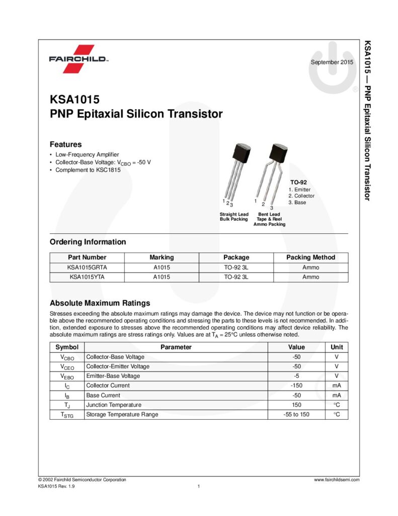 Biblioteca Nikola Tesla thumbnail of KSA1015 TRANSISTOR
