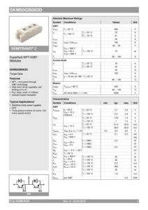 SKM50GB063D: Igbt Súper Fast Npt Module SKM50GB063D