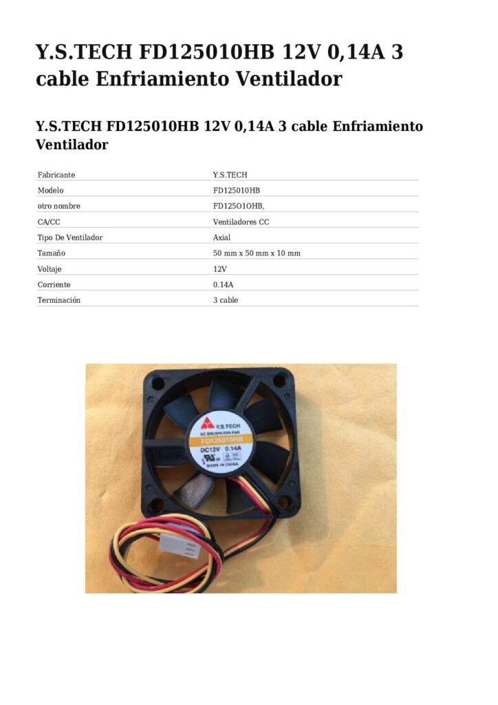 Biblioteca Nikola Tesla thumbnail of VENTILADOR FD125010HB Y.S.TECH