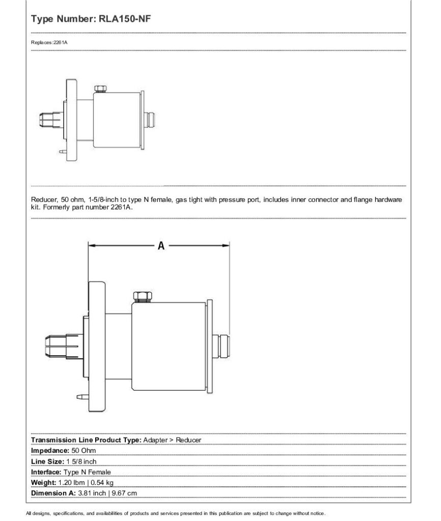 thumbnail of ADAPTADOR 1 5-8 A N hembra RLA150­NF