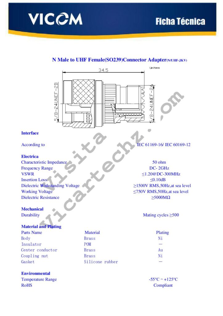 Biblioteca Nikola Tesla thumbnail of ADAPTADOR SO239 (UHF Female) A N MACHO (1-2-2)