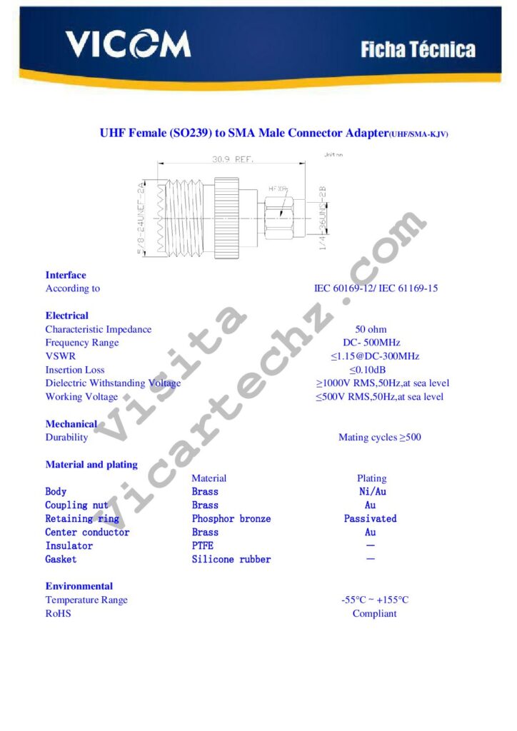 Biblioteca Nikola Tesla thumbnail of ADAPTADOR SO239 (UHF Female) a SMA MACHO
