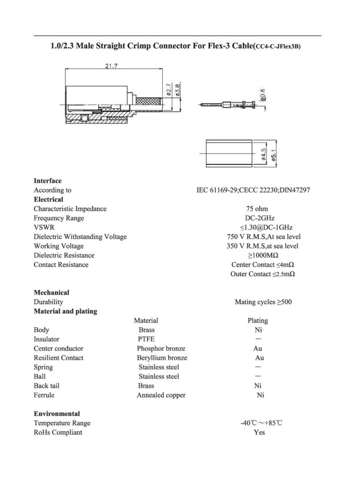 Biblioteca Nikola Tesla thumbnail of CONECTOR 1.0-2.3 Macho Male Crimp Connector For Flex-3 Cable
