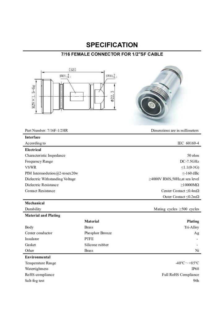 Biblioteca Nikola Tesla thumbnail of CONECTOR DIN 7/16 Hembra Female para cable 1/2 SF clamp