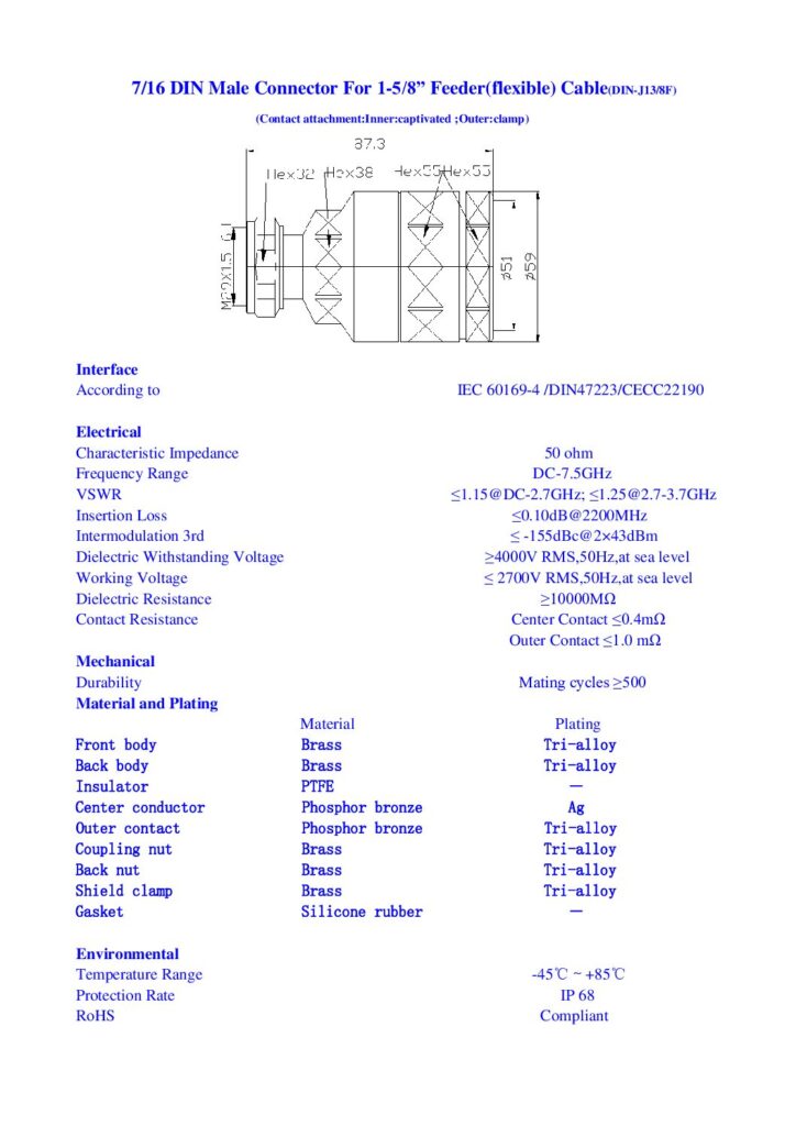 Biblioteca Nikola Tesla thumbnail of CONECTOR DIN 7/16 MACHO Male PARA CABLE 1-5/8In Feeder(Flexible) Cable