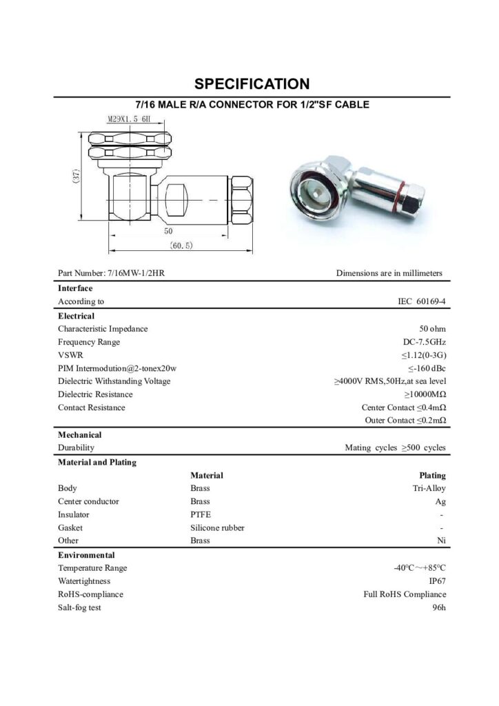 Biblioteca Nikola Tesla thumbnail of CONECTOR DIN 7/16 Macho MALE ANG PARA CABLE 1/2-SF CABLEDINM-SF1-2-ANG