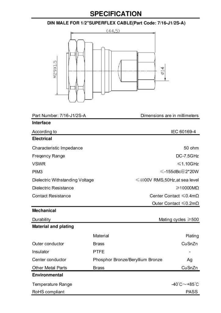 Biblioteca Nikola Tesla thumbnail of CONECTOR DIN 7/16 Macho Male para cable 1/2 superflex cable