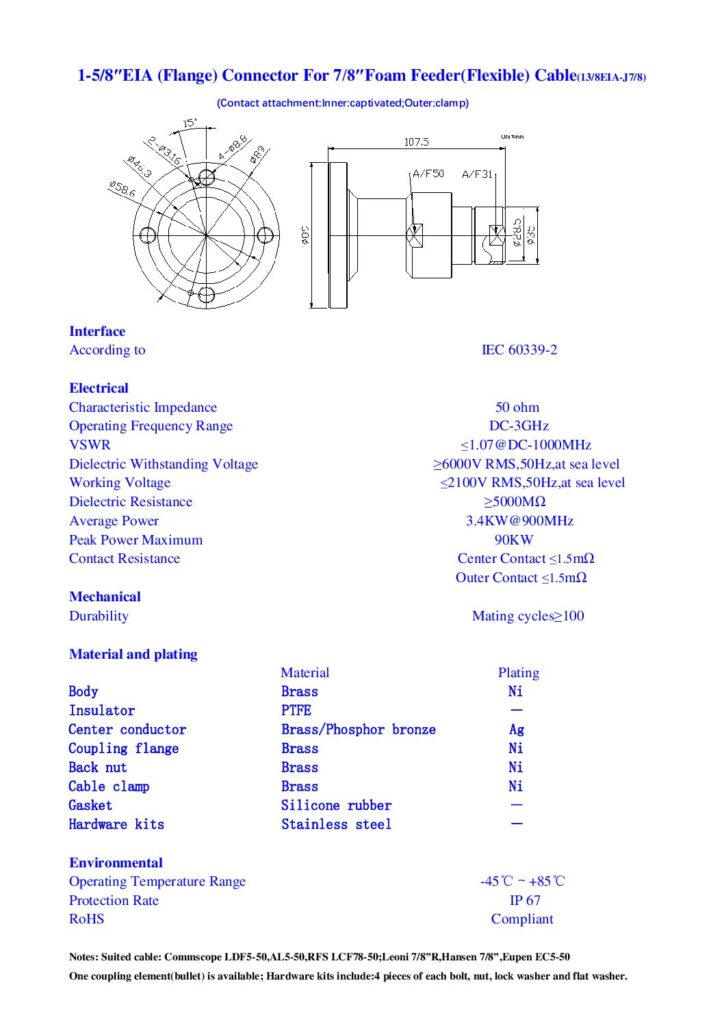 Biblioteca Nikola Tesla thumbnail of CONECTOR EIA (Flange) 1 5-8In For 7-8In Foam Feeder(Flexible) Cable