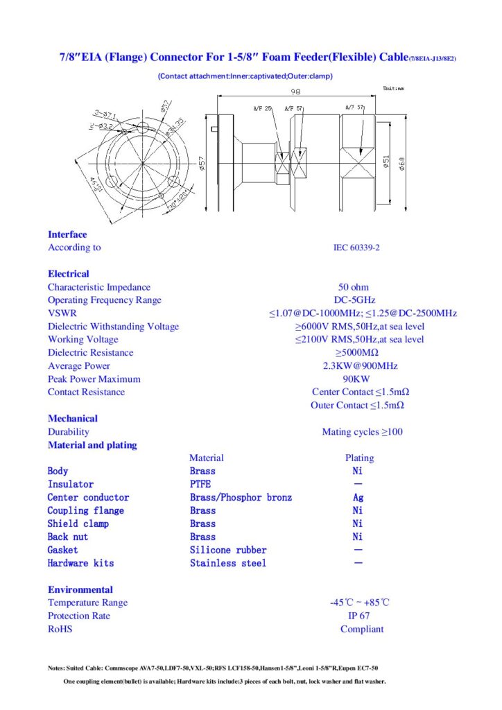 Biblioteca Nikola Tesla thumbnail of CONECTOR EIA (Flange) 7-8 IN For 13-8In Foam Feeder Cable(E2)