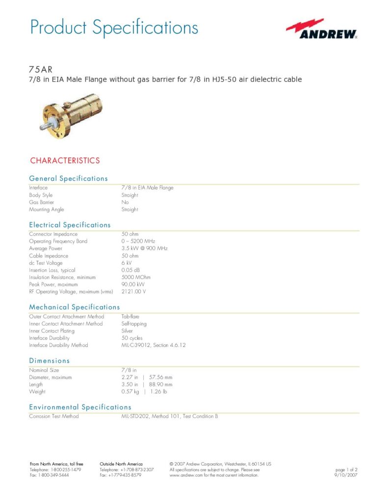 Biblioteca Nikola Tesla thumbnail of CONECTOR EIA (Flange) 7-8 para 7-8 Andrew