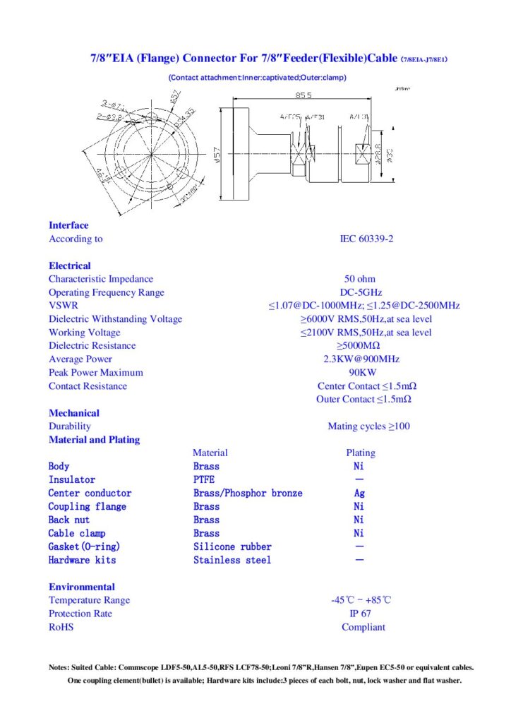 Biblioteca Nikola Tesla thumbnail of CONECTOR EIA (Flange) 7-8In For 7-8In Feeder(Flexible) Cable(E1)