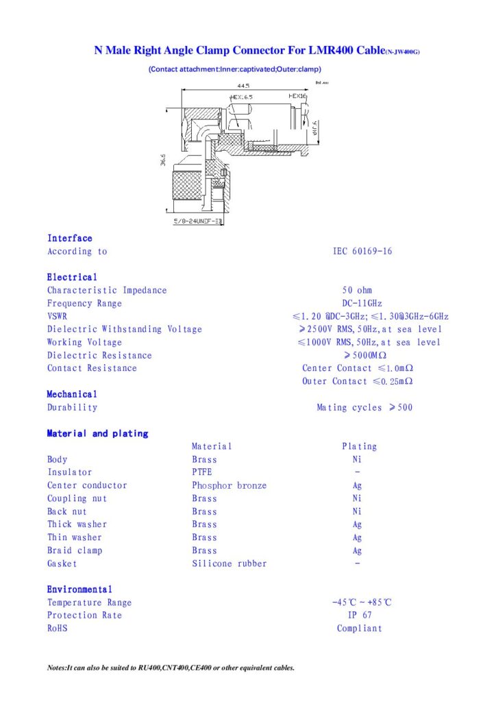 Biblioteca Nikola Tesla thumbnail of CONECTOR N Macho Male Codo para LMR400 Clamp (NM-AR-RG8LMR400)