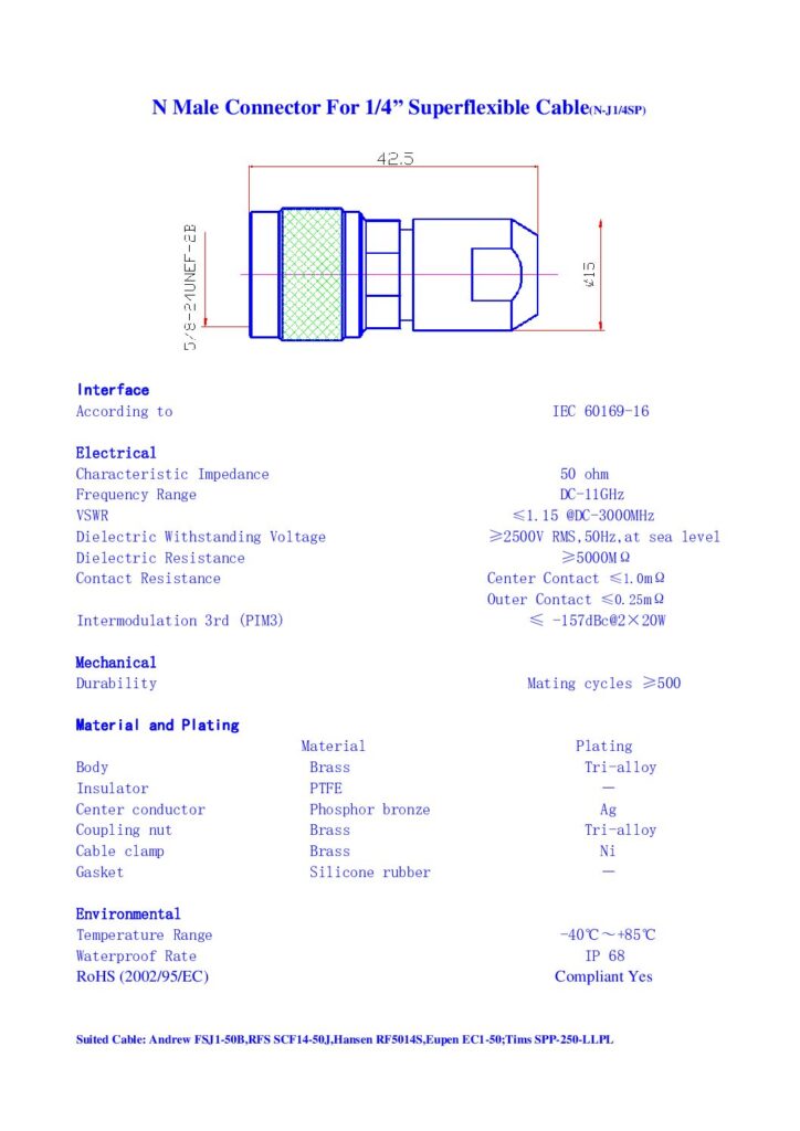 Biblioteca Nikola Tesla thumbnail of CONECTOR N Macho Male para 1-4 Superflexible (N-J1-4SP)