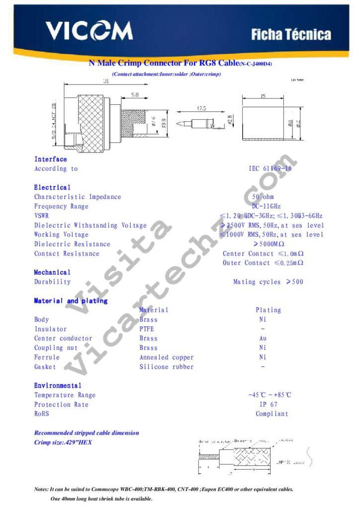 Biblioteca Nikola Tesla thumbnail of CONECTOR N Macho Male para RG8 Crimp