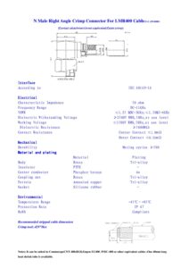 Conector N Macho en Angulo Ponchar para cable Rg8/Lmr400 CONECTOR N Macho codo Right Angle Crimp For RG8 (NM-AP-RG8LMR400)