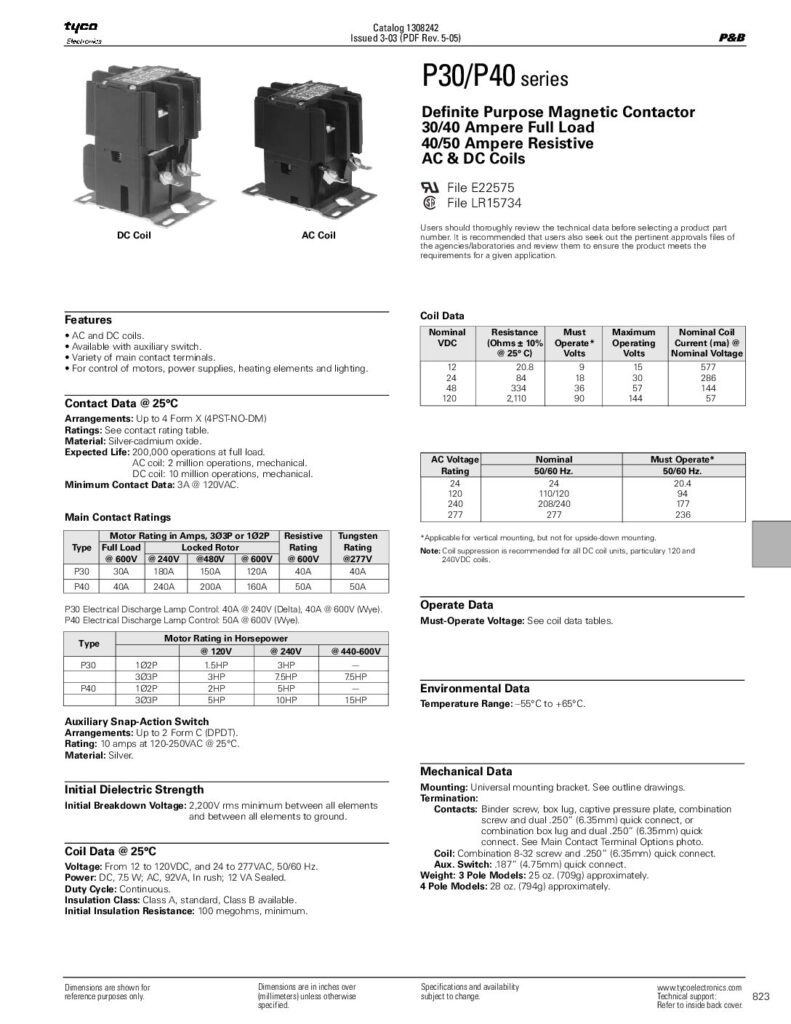 Biblioteca Nikola Tesla thumbnail of P30 P40 SERIES CONTACTOR MAGNETICO