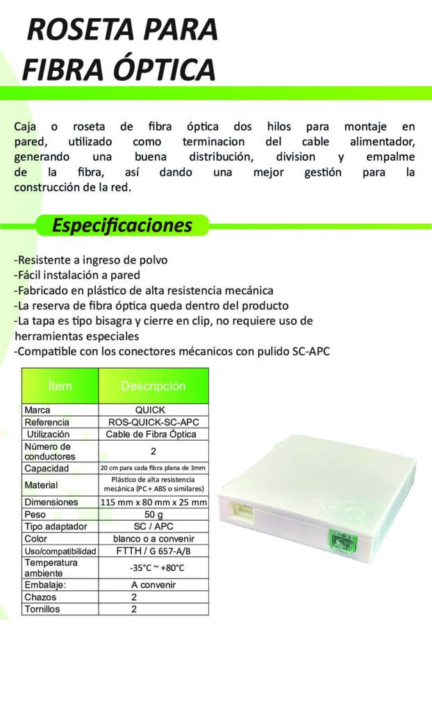 Biblioteca Nikola Tesla thumbnail of ROS-QUICK-SC-APC ROSETA CAJA PARED FTTH 2 HILOS SC-APC QUICK