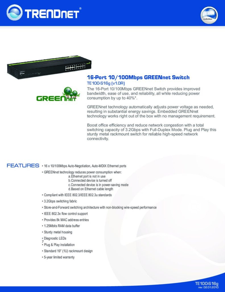 Biblioteca Nikola Tesla thumbnail of SWITCH TE100-S16G