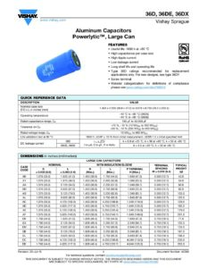 36DX85C: Capacitor Electrolítico 10000uF 250v Screw CAPACITORES Serie 36D 36DE 36DX Vishay