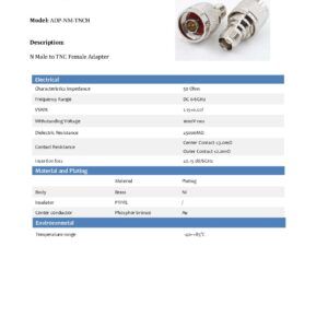 ADAPTADOR N MACHO A TNC HEMBRA, Referencia: ADP-NM-TNCH